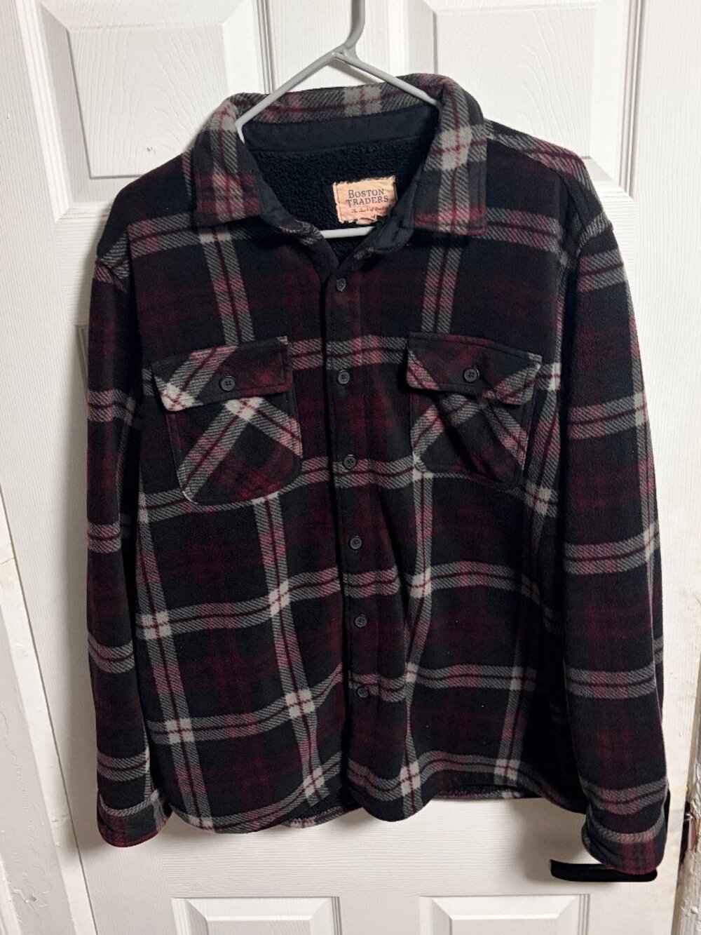 Boston Traders Sherpa Lined Fleece Shacket Plaid Port Royale Men's L